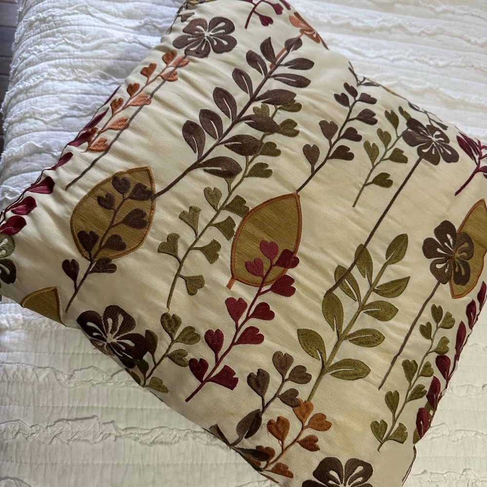 2 Multicolor Embroidered Throw Pillows - Picture 3 of 4